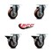 Service Caster 3.5'' Maroon Poly Wheel Swivel Top Plate Caster Set with 2 Posi Brakes, 4PK SCC-20S3514-PPUB-MRN-2-PLB-2 - alternate 3